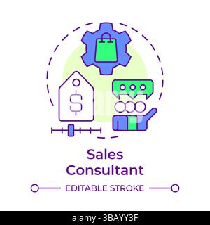 Sales consultant multi color concept icon Stock Vector