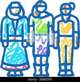 women diversity feminism icon doodle illustration Stock Vector Image ...