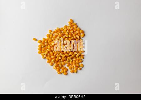 Raw popcorn - white background Stock Photo