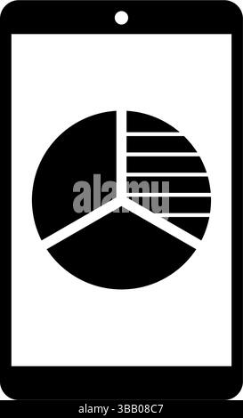 Black silhouette of a smartphone displaying a pie chart for mobile data analysis concepts Stock Vector