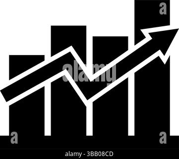 Silhouette icon of a rising bar graph and a person making a campaign ...