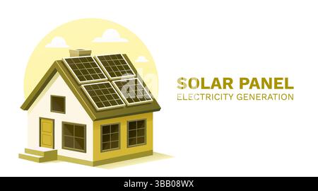 Solar panel electricity generation, nature ecology, green energy. vector Stock Vector
