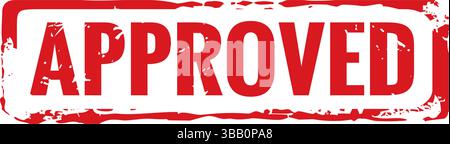 Red grunge stamp and text approved. Vector Illustration. Stock Vector