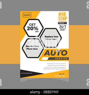 Automotive Repair Flyer with 20% Off Promotion Stock Vector