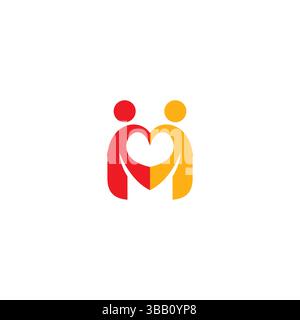 Letter M Love People Logo Design Stock Vector