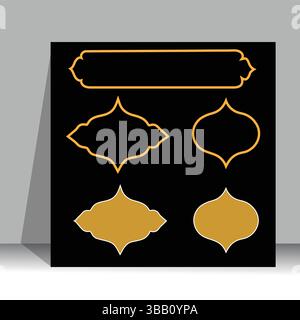 Elegant Gold Decorative Design Elements on Black Background Stock Vector