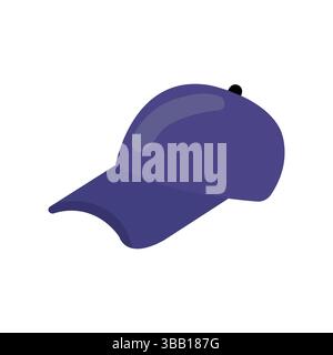 Flat vector of a blue baseball cap with curved brim, perfect for casual or sportswear designs Stock Vector