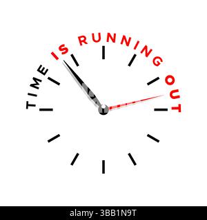 clock with time is running out typography vector illustration Stock Vector