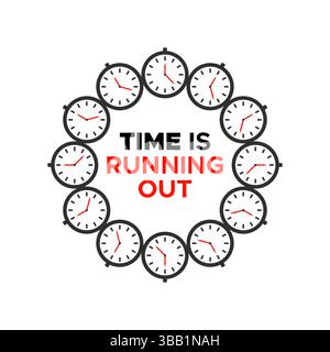 time is running out typography with countdown clocks Stock Vector