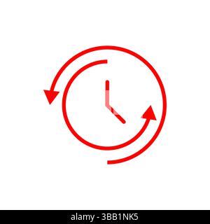 Red Clock Icon with Arrows Symbol Running out of Time concept Vector Stock Vector