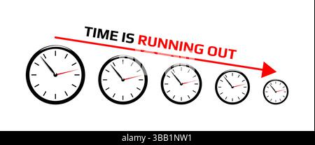 Time running out clock deadline countdown concept vector illustration Stock Vector