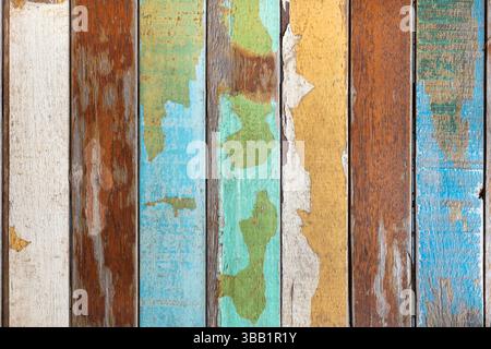 Full frame shot of multicolored wooden planks, Texture as background. Stock Photo