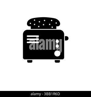 Toaster, Kitchen Electric Device for Toasts Solid Flat Vector Icon Isolated on White Background. Stock Vector