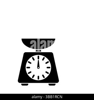Kitchen Scale, Weight Measurement Tool Solid Flat Vector Icon Isolated on White Background. Stock Vector