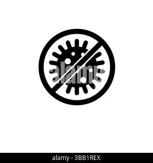 Antibacterial, No Virus, Stop Bacteria Solid Flat Vector Icon Isolated on White Background. Stock Vector