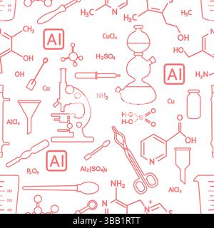 Seamless pattern Use an artificial intelligence in Science. AI helps to conduct research, make scientific discoveries in medicine, biology, chemistry, Stock Vector