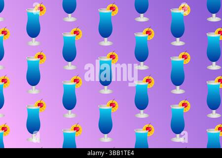 Seamless repeating pattern of summer cocktails. Vector illustration. Stock Vector