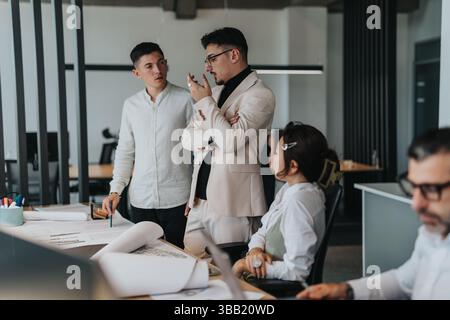 Diverse team of business people brainstorming in office Stock Photo