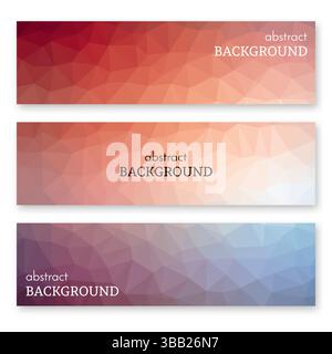 Set of three multi colored banners in low poly art style. Background with place for your text. Vector illustration Stock Vector