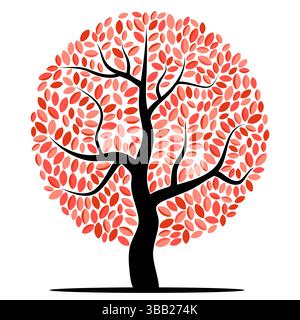 Vector tree with red leaves isolated on a white background Stock Vector