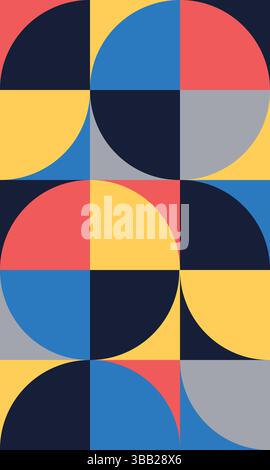 Bauhaus style colourful pattern background, simple geometric Modern abstract design Stock Vector