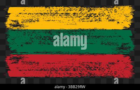 Vector Lithuania flag in grunge style on transparent background Stock Vector