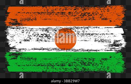 Vector Niger flag in grunge style on transparent background Stock Vector