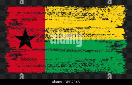 Vector Guinea-Bissau flag in grunge style on transparent background Stock Vector