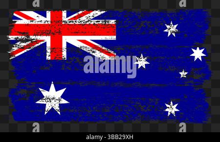 Vector Australia flag in grunge style on transparent background Stock Vector