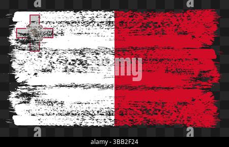 Vector Malta flag in grunge style on transparent background Stock Vector