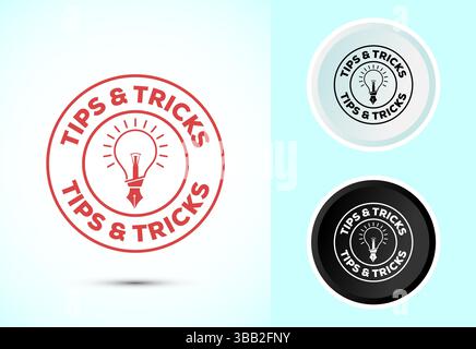 Quick tips icon design illustration, Tips and tricks sign symbol in color black and white Stock Vector