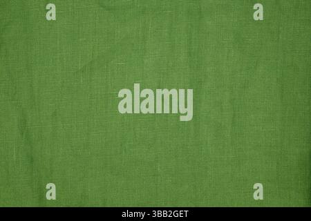 Natural linen fabric Olive Drab Color. Environmentally friendly textile. Copy space. Stock Photo