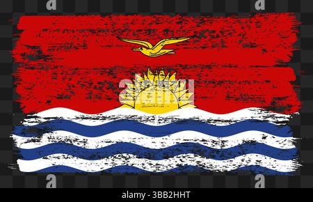 Vector Kiribati flag in grunge style on transparent background Stock Vector