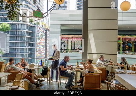 Miami Florida,Brickell Financial District,Brickell City Centre center,inside interior,shopping dining mall,Motek Brickell Mediterranean restaurant,res Stock Photo