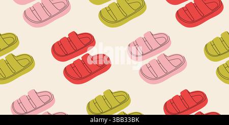 Seamless pattern with summer women's shoes Stock Vector