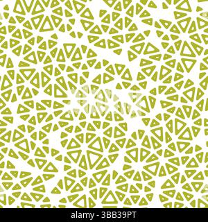 Triangles pattern. Small triangles size. Solid Color style. Rounded triangular cells outlined. Repeatable pattern. Olive Harvest. Stock Vector