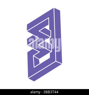 Impossible shapes, optical illusion logo, vector. Optical art objects. Geometric figure. Stock Vector