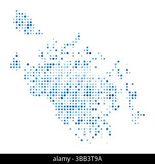 Cat Ba Island Dot Map. Digital Style Boundary Shape. Cat Ba Island vector image. Blue circular dots. Awesome vector illustration. Stock Vector