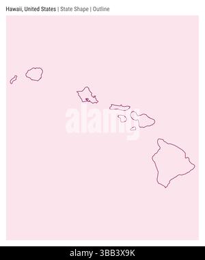 Hawaii, United States. Simple vector map. State shape. Outline style. Border of Hawaii. Vector illustration. Stock Vector