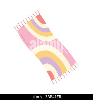 Cute pastel beach towel with abstract rainbow design. Hand drawn in trendy minimal style. Ideal for summer, vacation, pool or tropical travel-themed Stock Vector