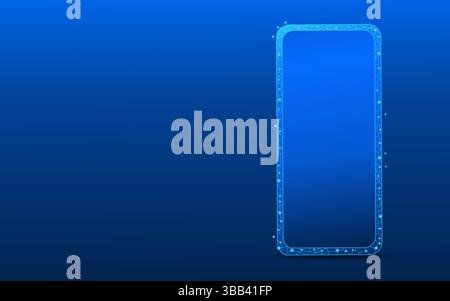 Smartphone on low poly technology blue background. Mobile technology concept Stock Vector