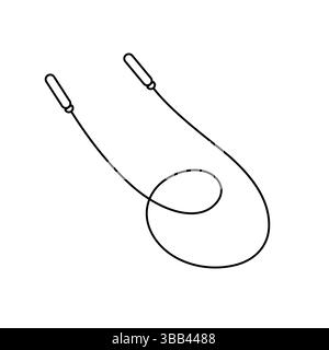 Skipping rope with curved handles and a flexible cord simple outline vector illustration, for fitness, exercise, sports-themed designs, icons, workout guides, and health-related creative projects Stock Vector