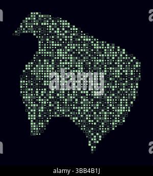 Norfolk Island, shape of the country built of colored cells. Digital style map of Norfolk Island on dark background. Small size square blocks. Stock Vector