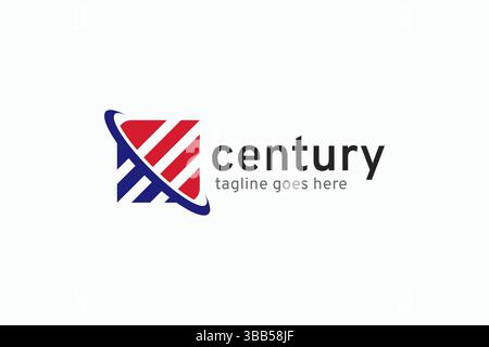 Century Construction Company Corporation Property Finance Global Business Logo with America Flag Color Stock Vector