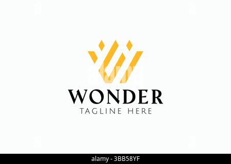 W Logo for Wonder Business Brand Identity with Unique Premium Luxury Royal Gold Stock Vector