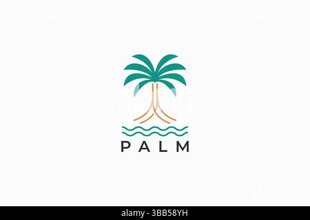 Palm Tree Oasis Desert Logo Arabian Natural Nature Abstract Sign Symbol Template Hotel, Resort, Restaurant, Travel Business Stock Vector