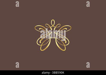 Butterfly Abstract Elegant Beauty Logo Monarch Symbol Women Feminine Stock Vector