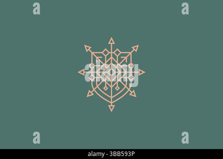 Arrow and Shield Unique Ethnic Traditional Art Abstract Symbol Logo Stock Vector