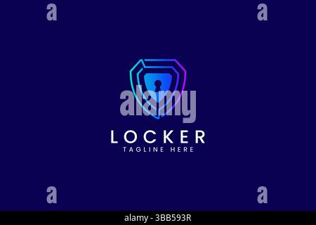 Shield Keyhole Logo Concept Business App and Software Secure Protection Technology Network and Data Service Stock Vector