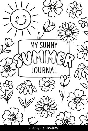 Summer flower doodle Journal Printable Planner Page Template, Vector ...